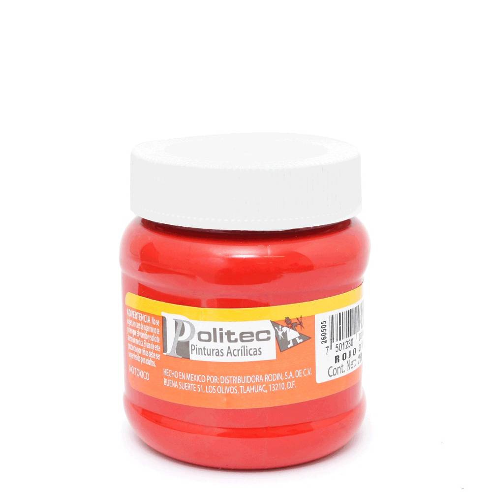 Politec pintura acrílica rojo 314 (tarro 250 ml)