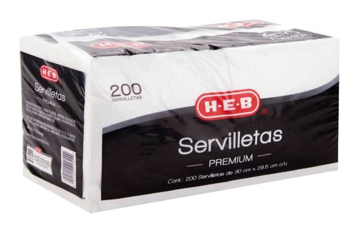 H-E-B · Servilletas premium, 30x29.5 cm (200 un)