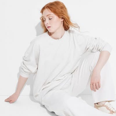 Wild Fable Women's Oversized Pullover Sweatshirt, L, Heather Gray