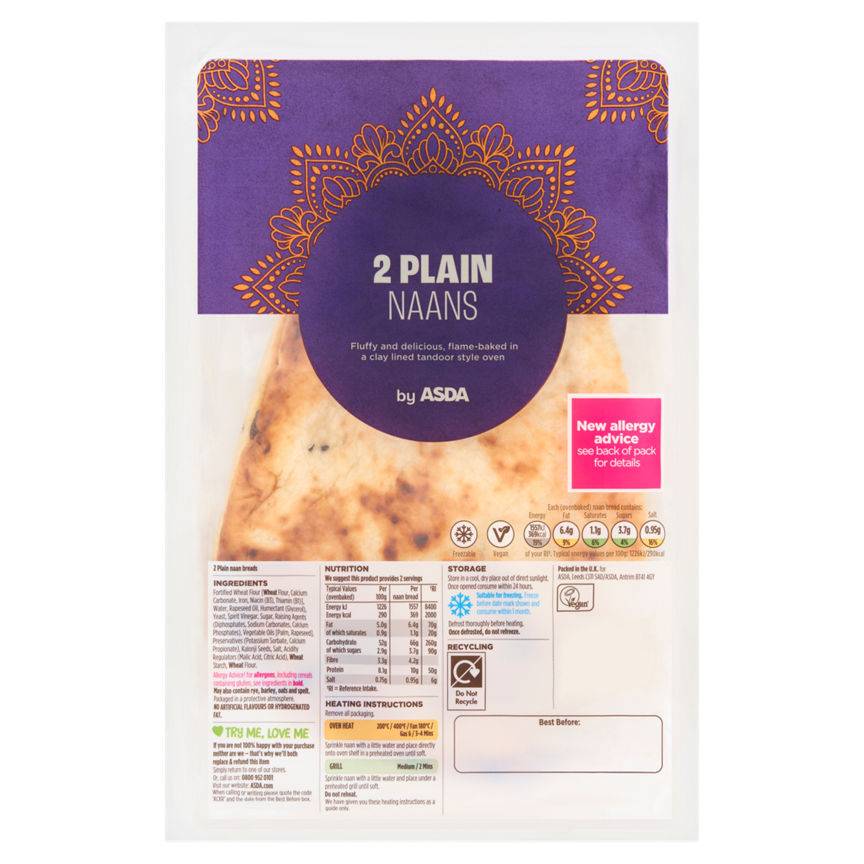 ASDA Plain Naans (2 pack)