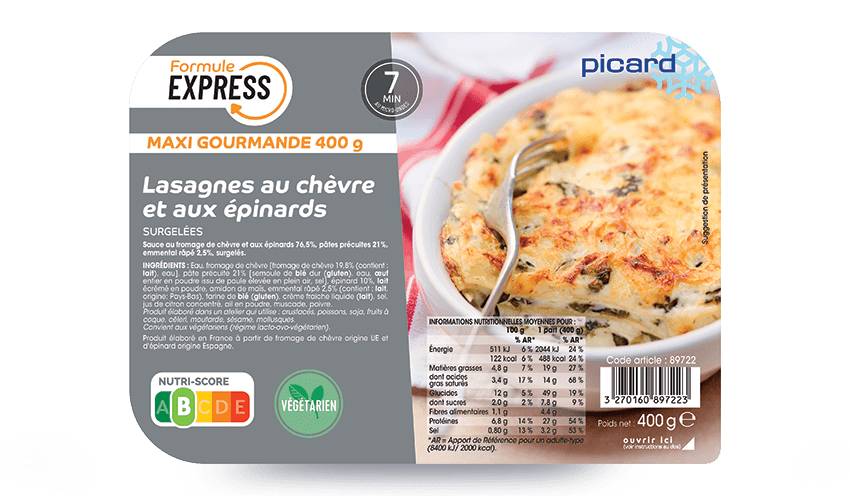 Lasagnes chèvre, épinards Formule Express