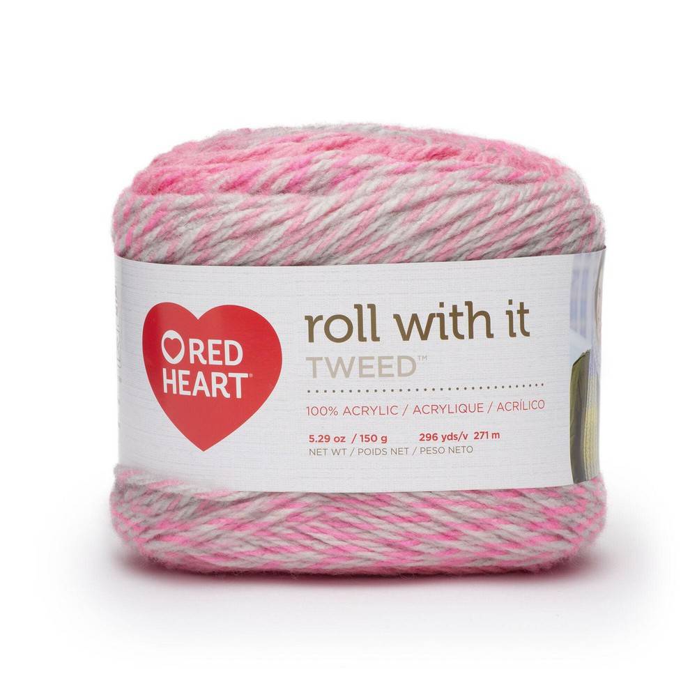 Yarnspirations Red Heart Roll With It Tweed Yarn Popular Pink Delivery