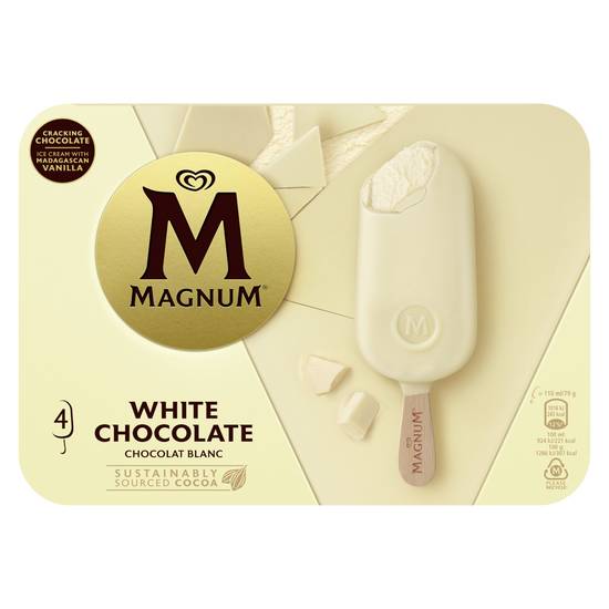 Magnum - Glace bâtonnet chocolat blanc (4 pièces)