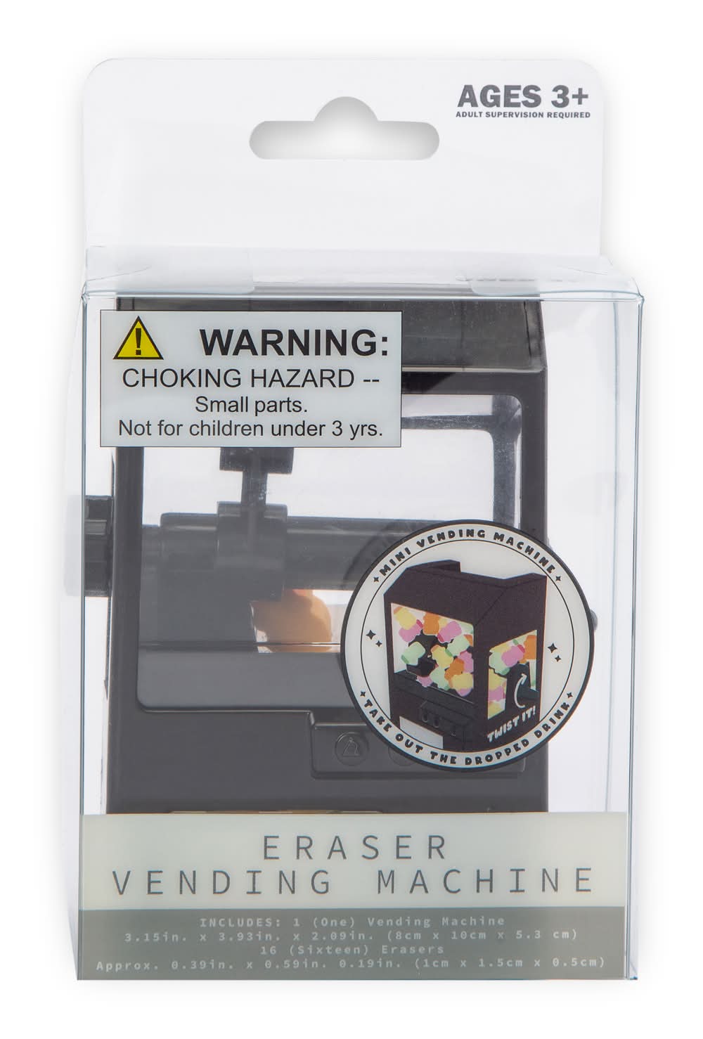 Eraser Vending Machine with 16-Count Black