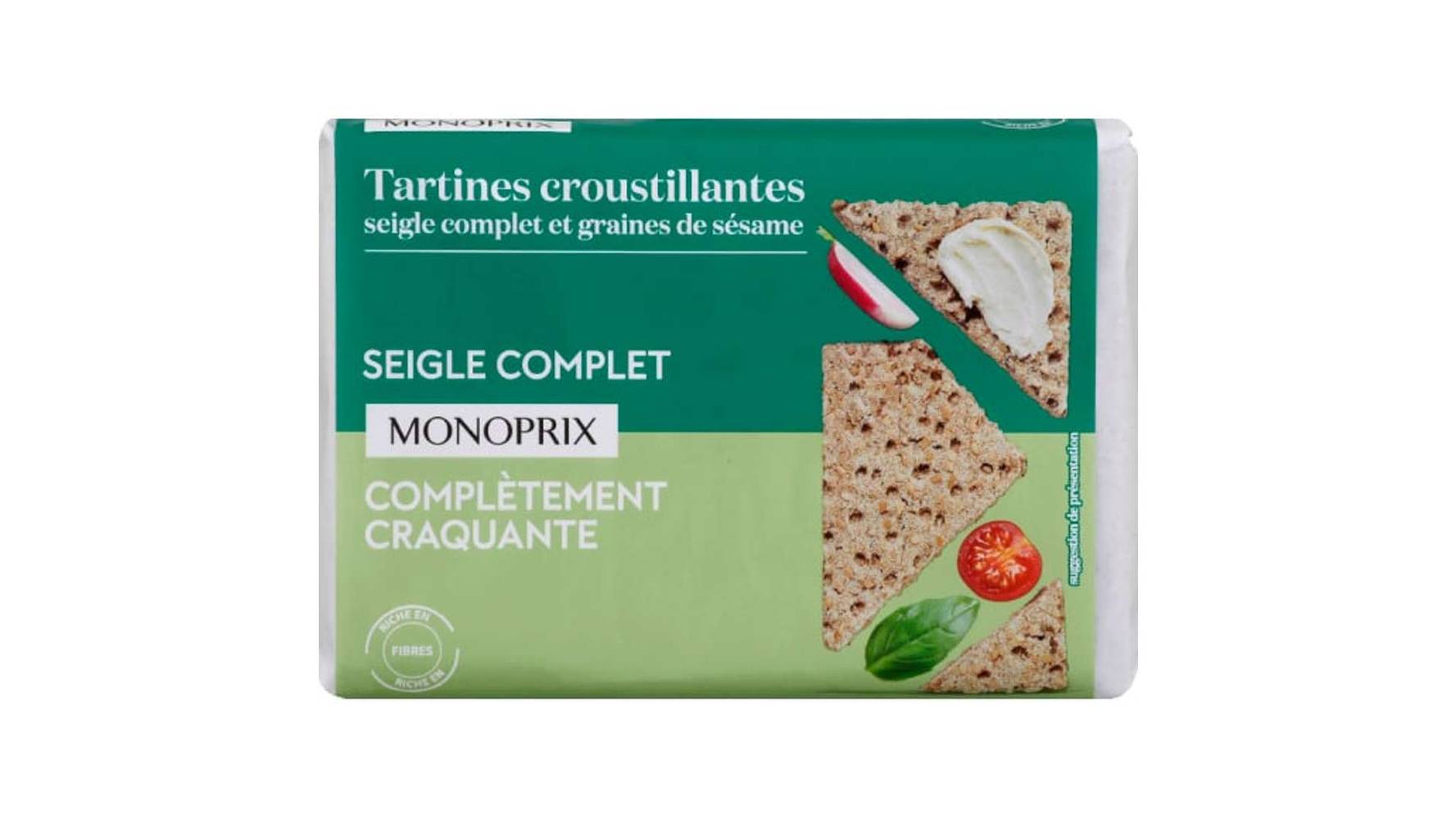Monoprix - Tartines croustillantes, seigle - sésame (250g)