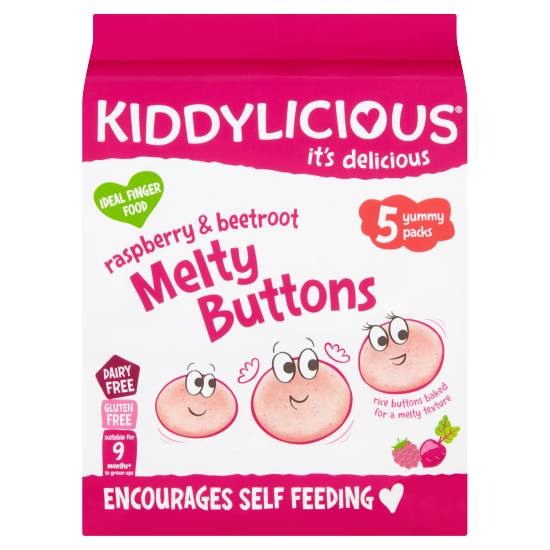 Kiddylicious Melty Buttons Raspberry & Beetroot Baby Snack 9 Months+