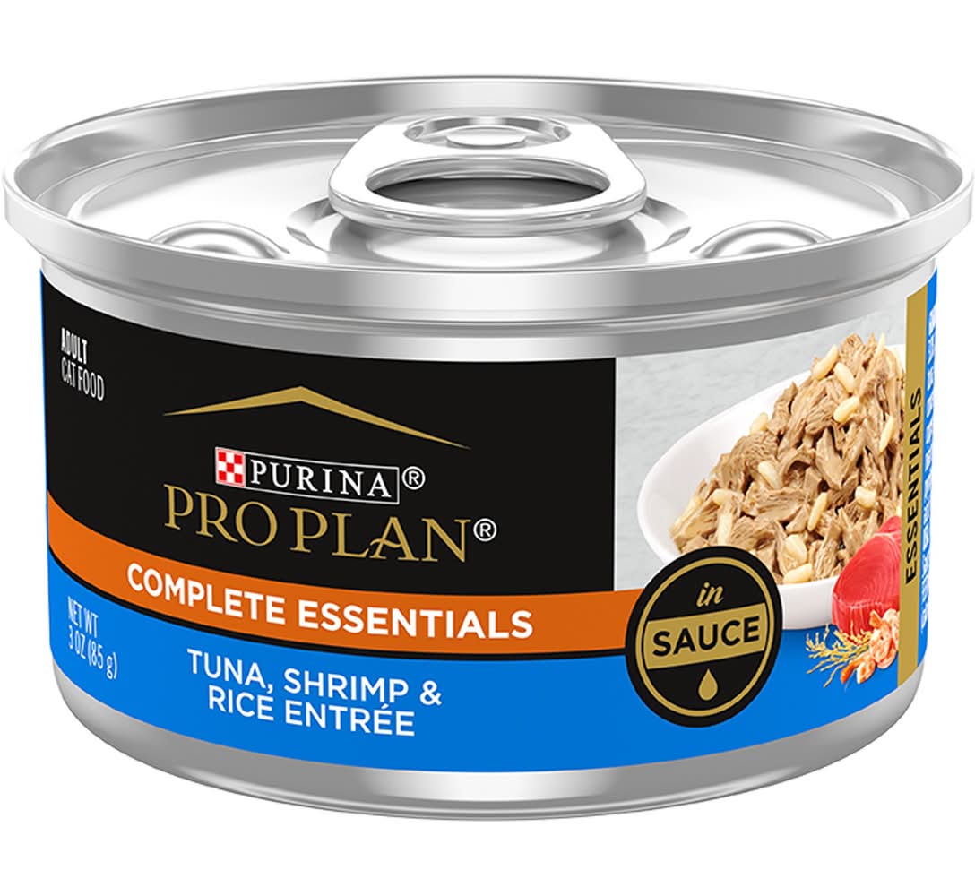 Purina Pro Plan Complete Essentials Adult Wet Cat Food - Antioxidants, in Sauce, 3 Oz (Flavor: Tuna, Shrimp & Rice, Color: Assorted, Size: 3 Oz)