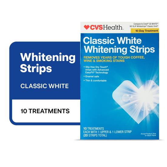 CVS Health Classic White Whitening Strips, 10 Treatments