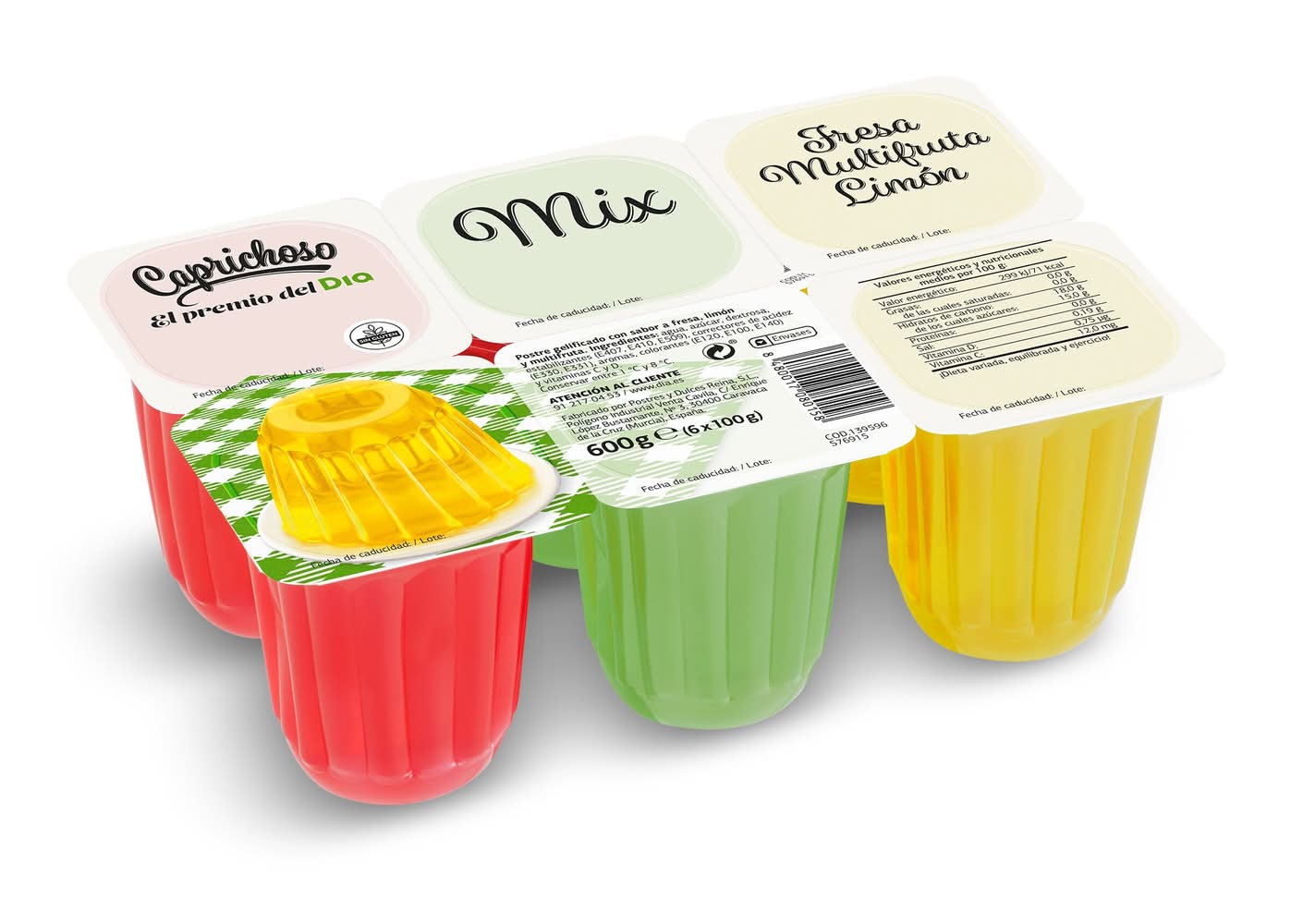 Gelatina De Fresa, Limón Y Multifruta Dia Caprichoso Pack 6 X 100 G