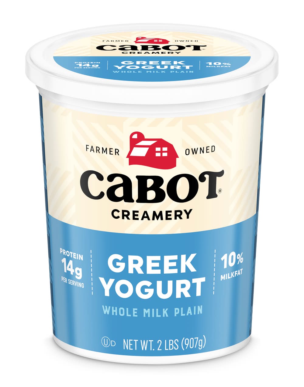 Cabot Creamery Whole Milk Plain Greek Yogurt Tub (2 lbs)