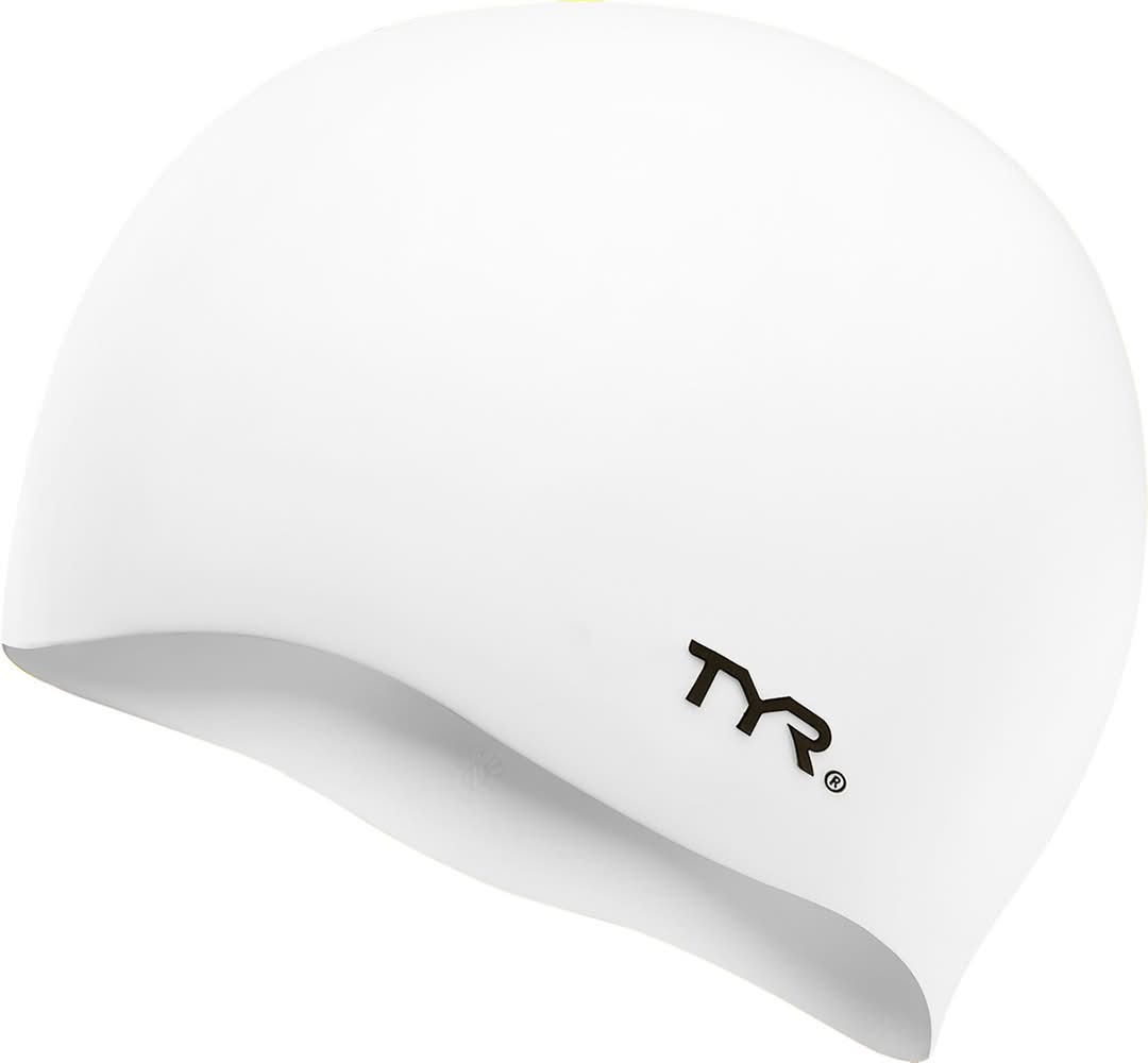 TYR Youth Silicone Wrinkle-Free Swim Cap (White, One Size)