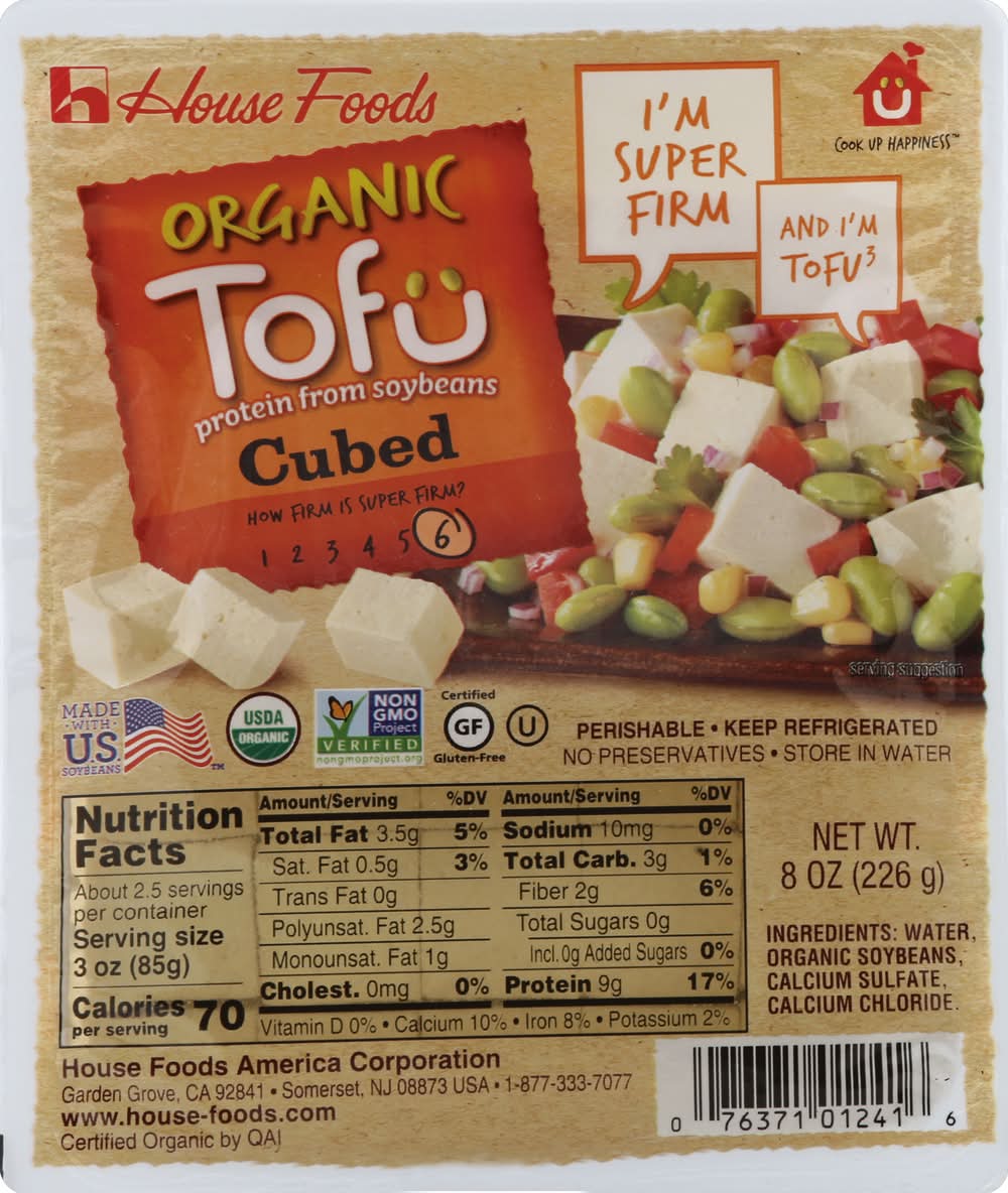 House Foods Organic Super Firm Cubed Tofu (8 oz)