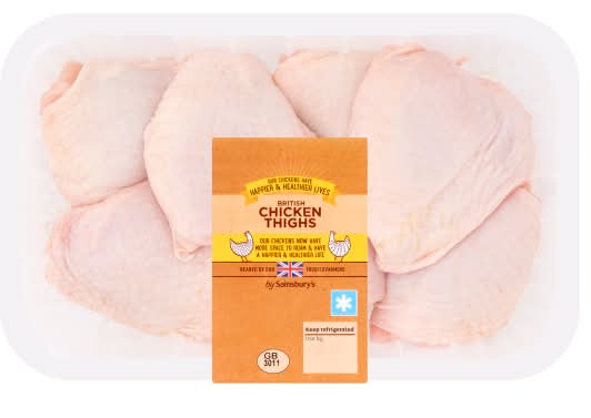 Sainsbury's British Fresh Chicken Skin on Thighs (1kg)