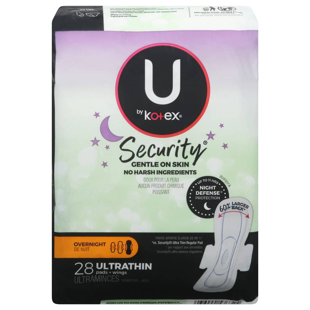 U By Kotex Security Ultra Thin Overnight Pads ( 28 ct)