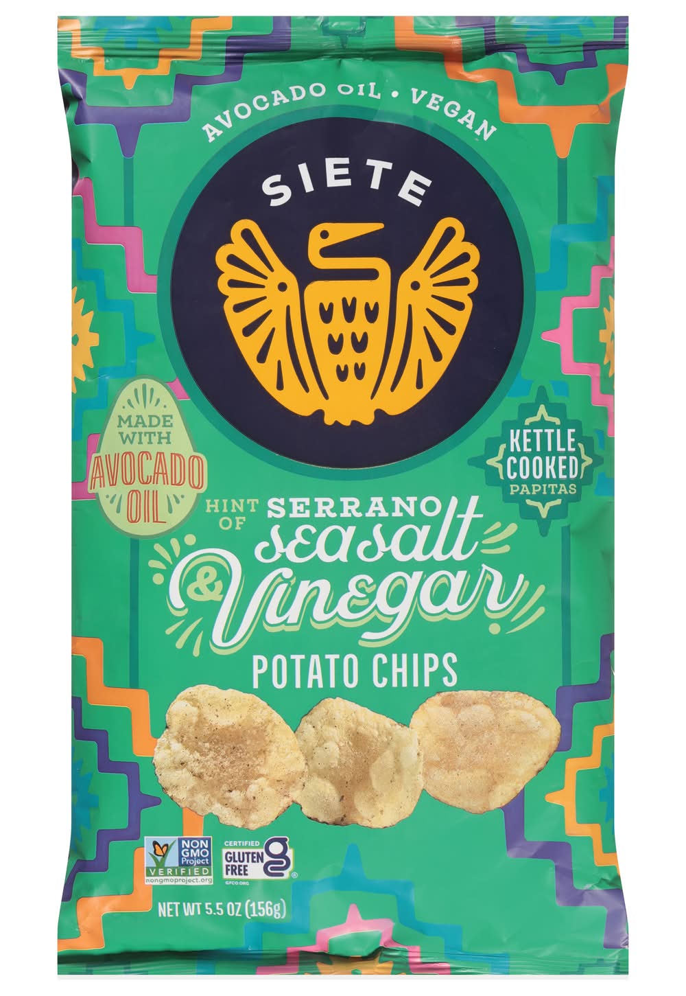 Siete Foods Kettle Cooked Potato Chips, Sea Salt & Vinegar (5.5 oz)
