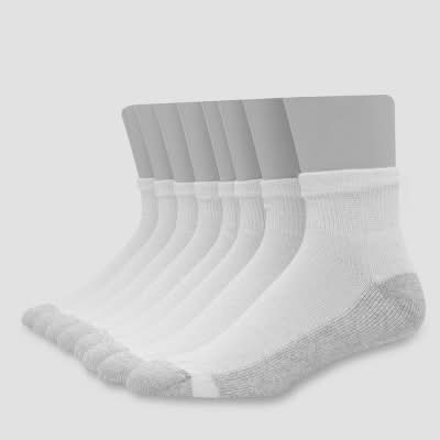 Hanes Cushion Ankle Socks With Freshiq, Men, 6-12, White (8 ct)