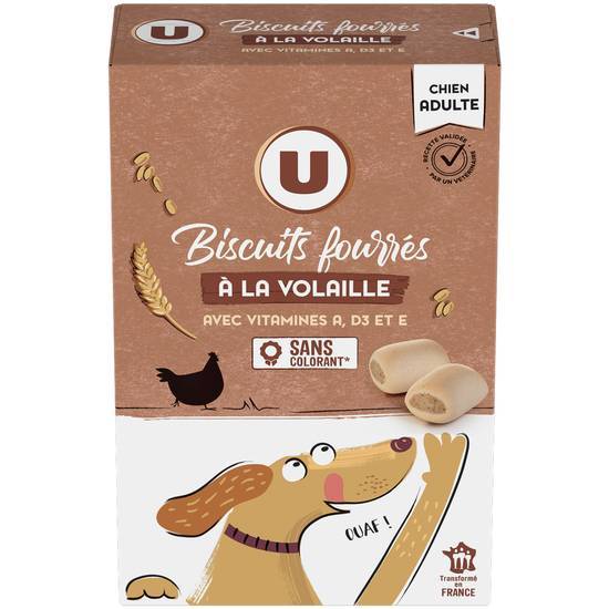 Les Produits U - Biscuits pour chien adulte fourrés à la volaille