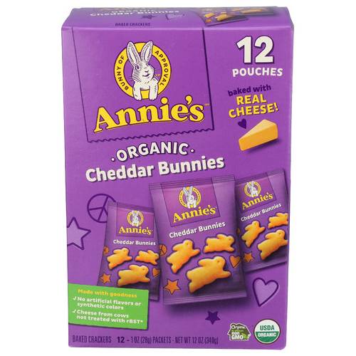 Annie's Homegrown Organic Cheddar Bunnies Baked Crackers 12 Pack