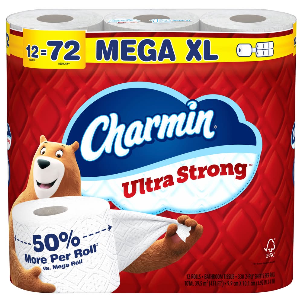 Charmin Ultra Strong Toilet Paper Rolls, XL (12 ct)