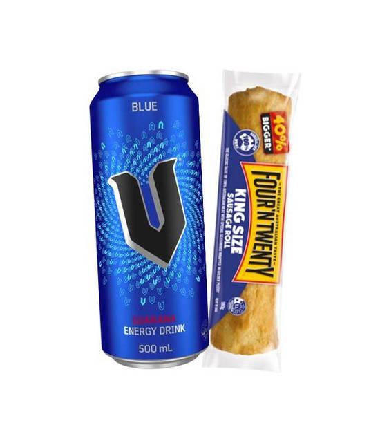 Crave 'n Save - 4n20 King Size Sausage Roll and V Energy 500ml for $6 (SAVE $7.50)