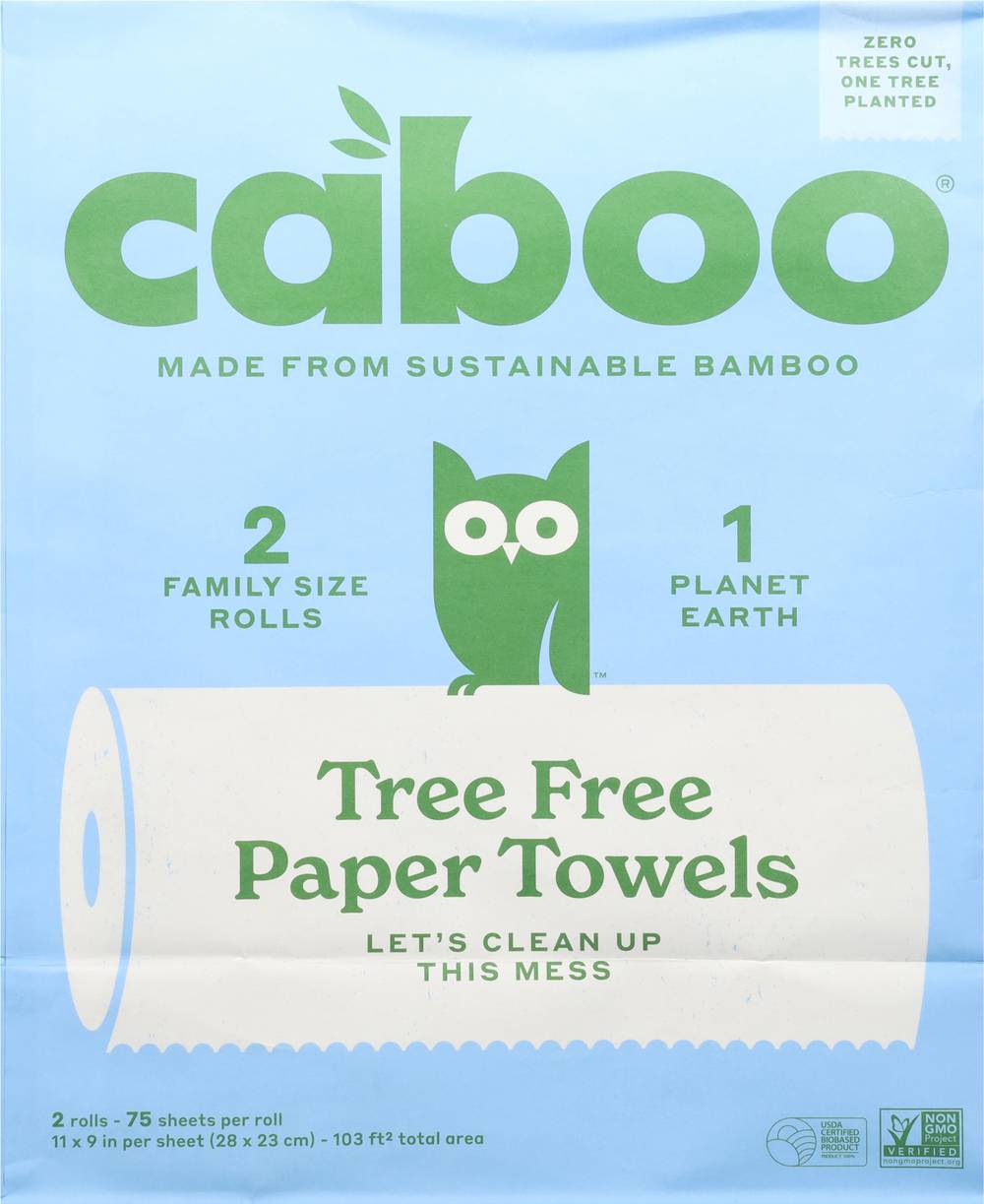 Caboo Tree Free Paper Towels, 11 x 9 in X 103 Sq Ft (2 ct)