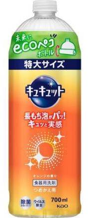 花王 キュキュット つめかえ用 - オレンジの香り, 特大サイズ (700mL)