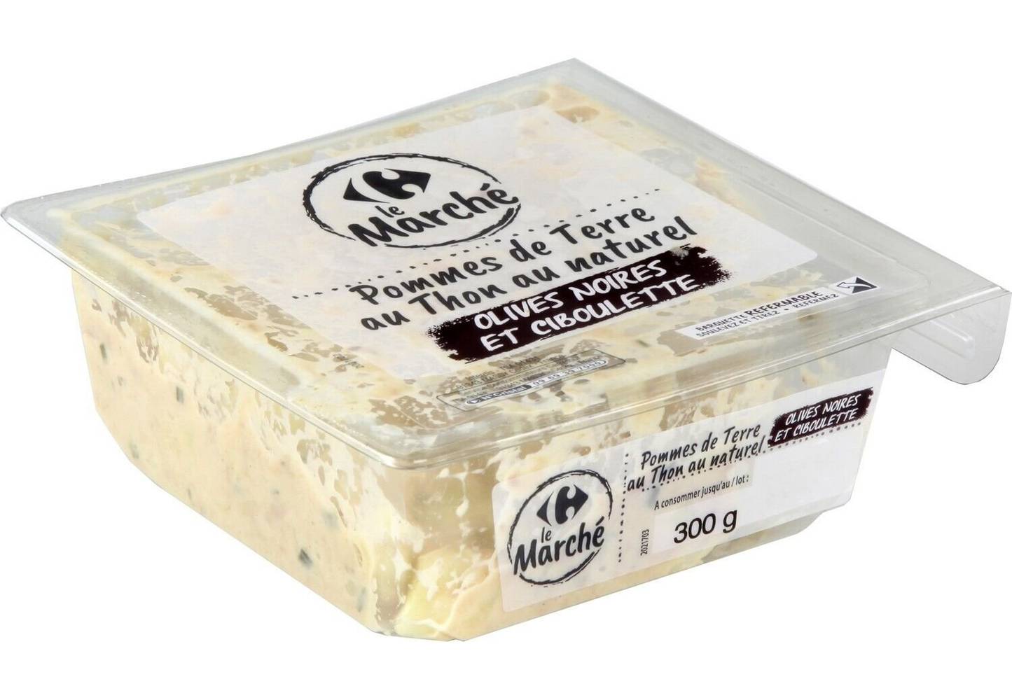 Carrefour Le Marché - Salade de pommes de terre, thon au naturel olives noires & ciboulette (300g)