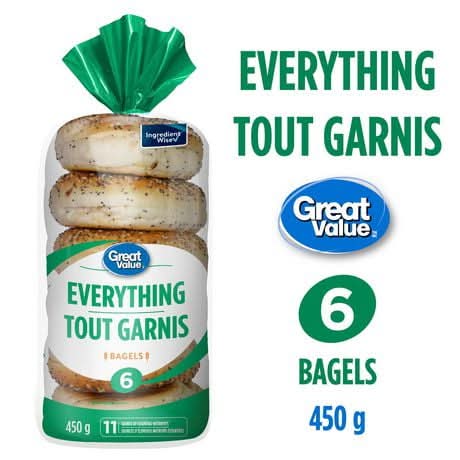 Great Value Everything Bagels (450 g, 6 ct)