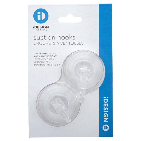 Interdesign Power Lock Bathroom Shower Plastic Suction Cup Hooks For Loofah