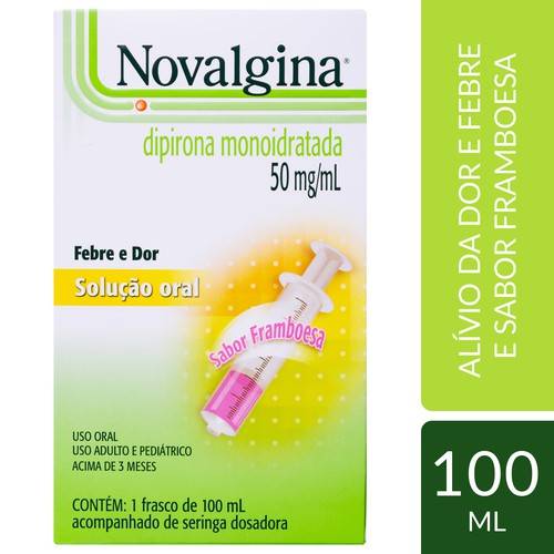 Sanofi novalgina dipirona monoidratada 50mg/ml sabor framboesa (100 ml)