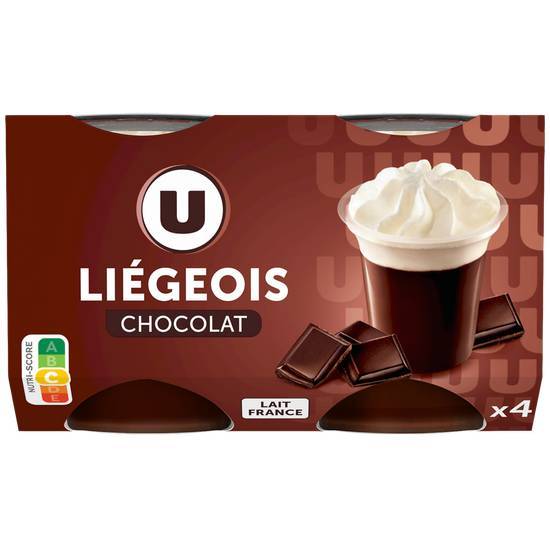 Les Produits U - Dessert liégeois et crème foettée  (chocolat)
