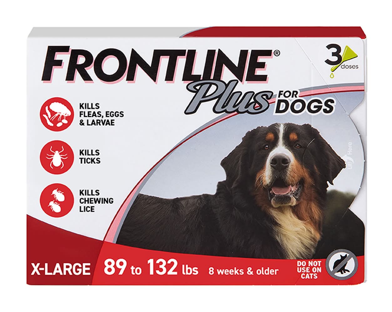 Frontline Plus Flea & Tick Dog Treatment 89-132 lbs (Size: 3 Count)