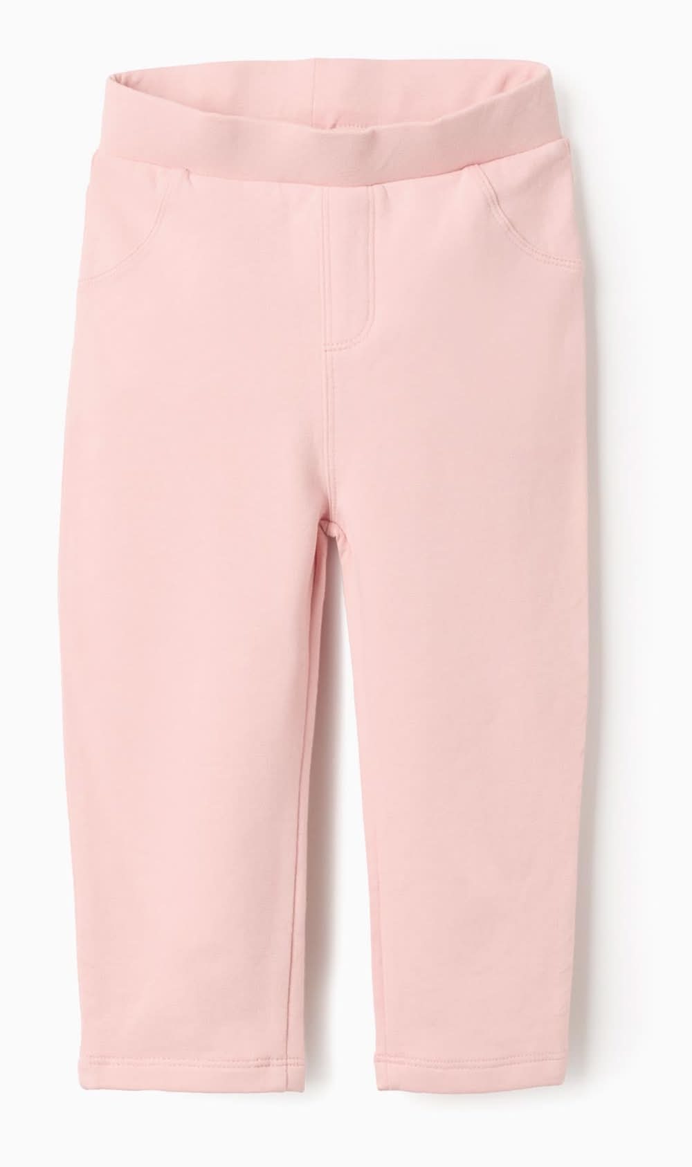 Leggings Cardadas Com Bolsos Decorativos Para Bebé Menina (Rosa Claro - 24/36M)