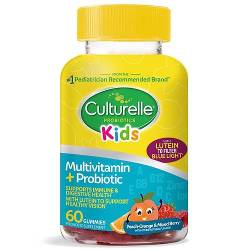 Culturelle Kids Multivitamin + Probiotic Gummies, Digestive + Immune Support Peach-Orange & Mixed Berry Flavor - 60.0 ea