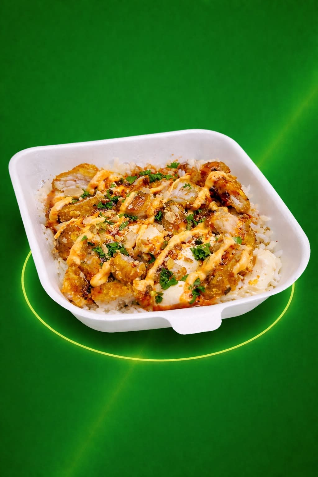 MINI CROUSTY POULET SAUCE ALGERIENNE RIZ BLANC