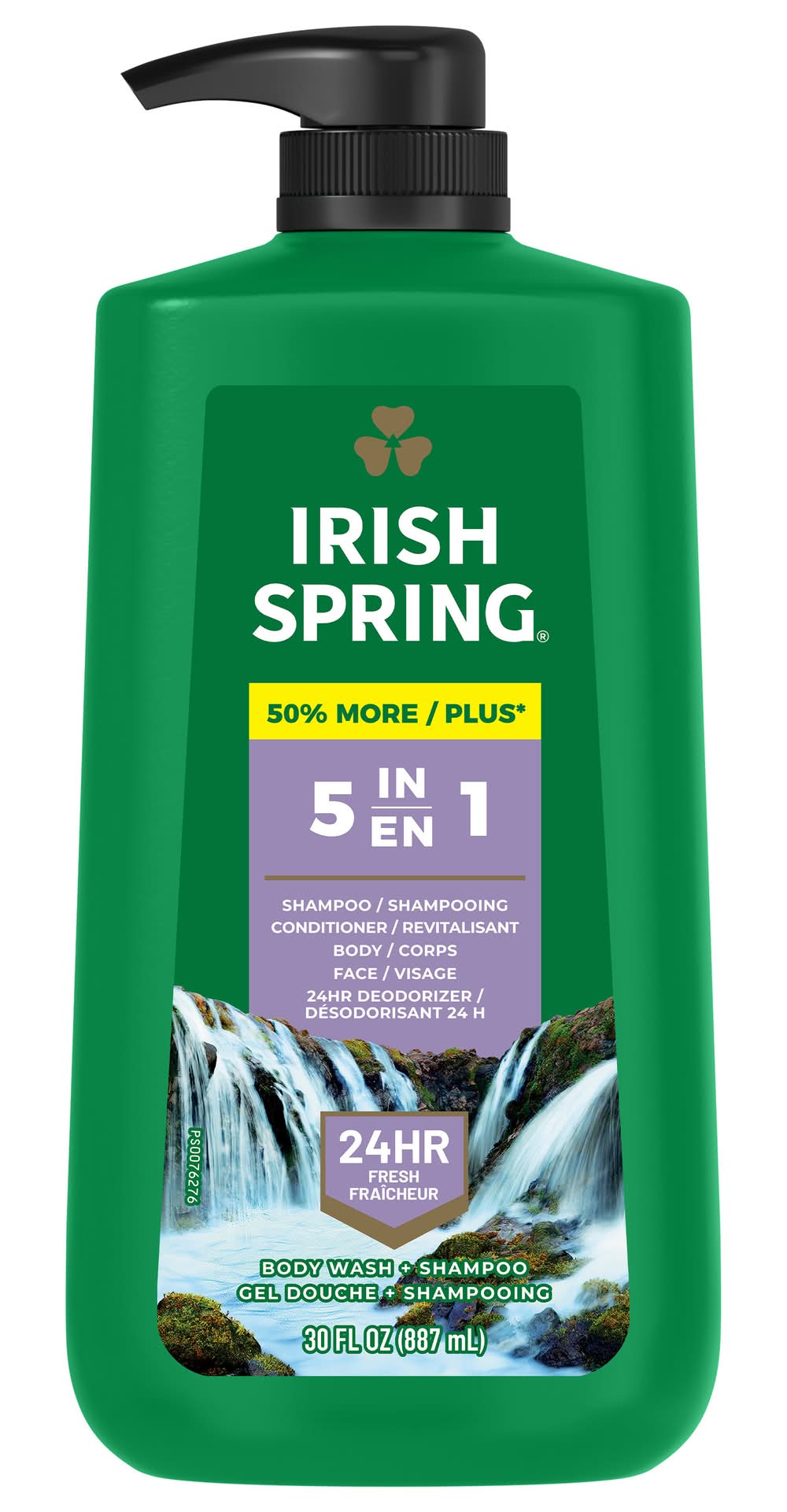Irish Spring 5 In 1 Body Wash + Shampoo With Pump, Men (30 fl oz)