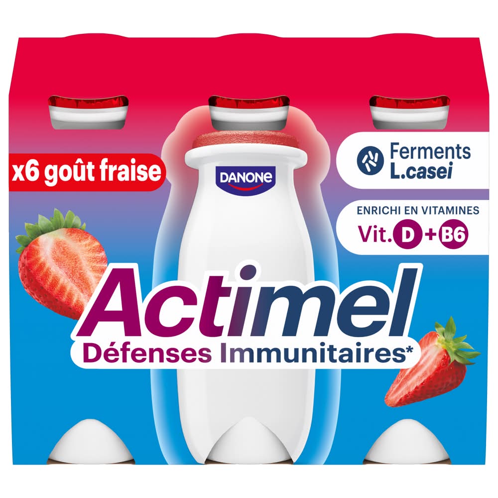 Actimel - Yaourt à boire, fraise (6 x 100g)