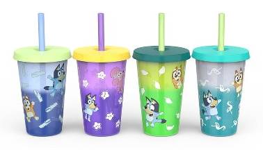 zak! Plastic Bluey Straw Tumbler Set For Kids, Assorted (4 ct)
