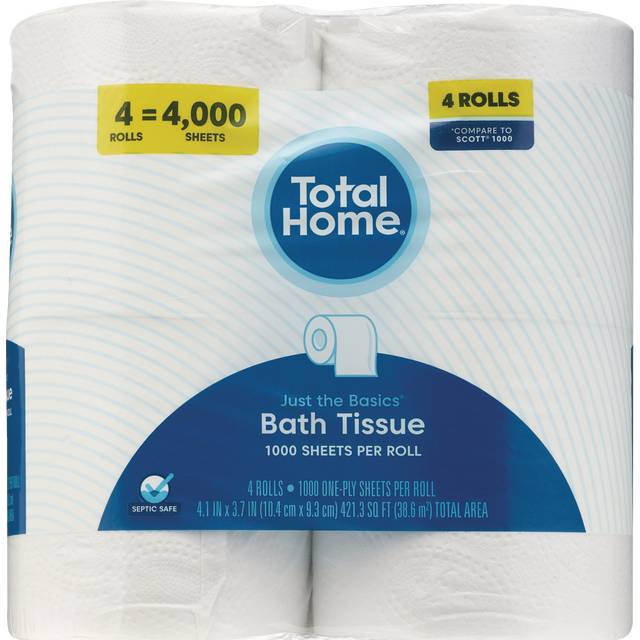 Just The Basics Bath Tissue 4 Rolls/1000 1-Ply