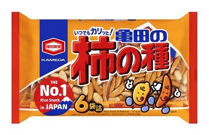 25505：亀田製菓 亀田の柿の種（6袋詰） 180G / Kameda Seika, Kaki no Tane (Rice Crackers with Peanuts), 180G