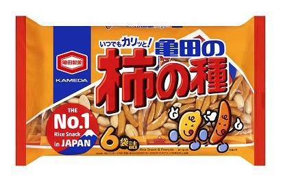 25505：亀田製菓 亀田の柿の種（6袋詰） 180G / Kameda Seika, Kaki no Tane (Rice Crackers with Peanuts), 180G