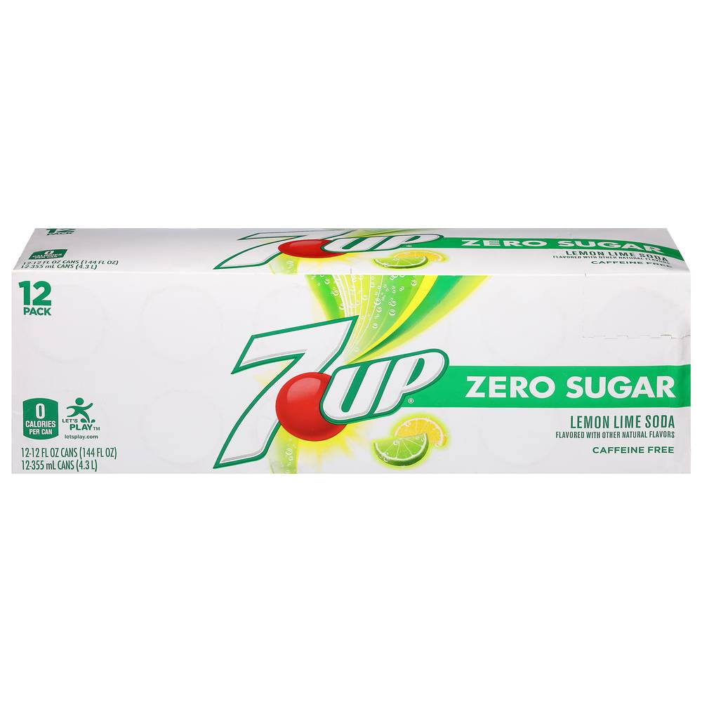 7Up Zero Sugar Soda (lemon lime) (12 ct, 12 fl oz)