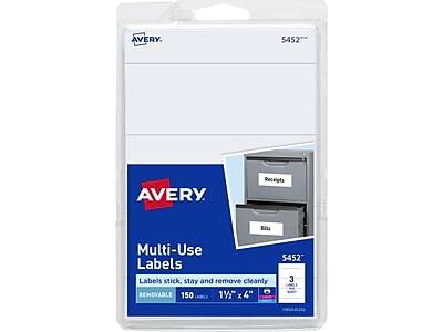 Avery Multi-Use Laser/Inkjet Multipurpose Labels, 1 1/2 x 4, White, 3 Labels/Sheet, 50 Sheets/Pack (5452)