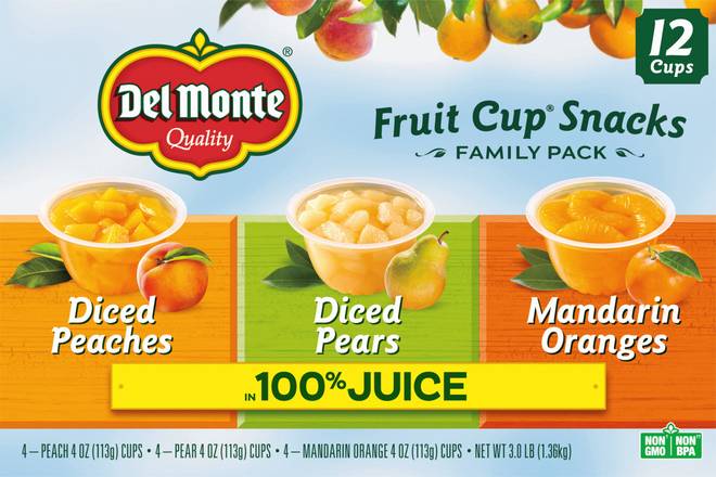 Del Monte Assorted Fruit Cup Snacks (12 ct)