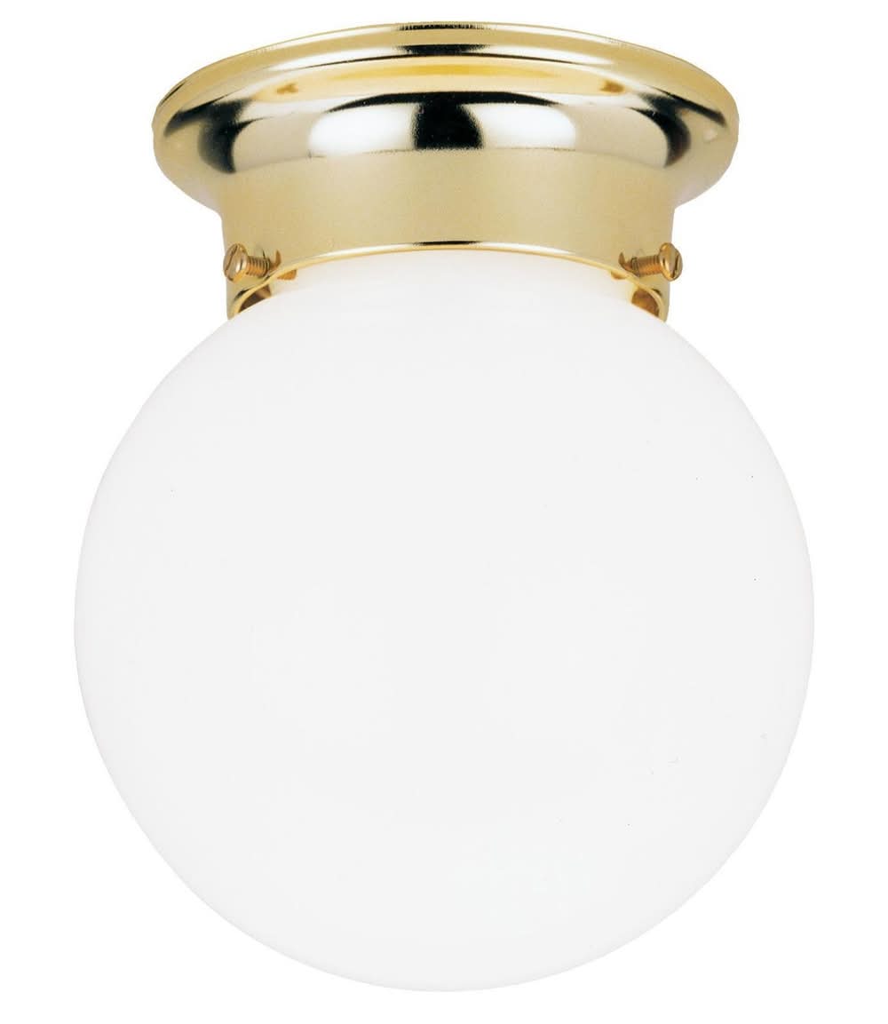 Westinghouse 7-1/4 In. H X 6 In. W X 6 In. L Polished Brass White Ceiling Light
