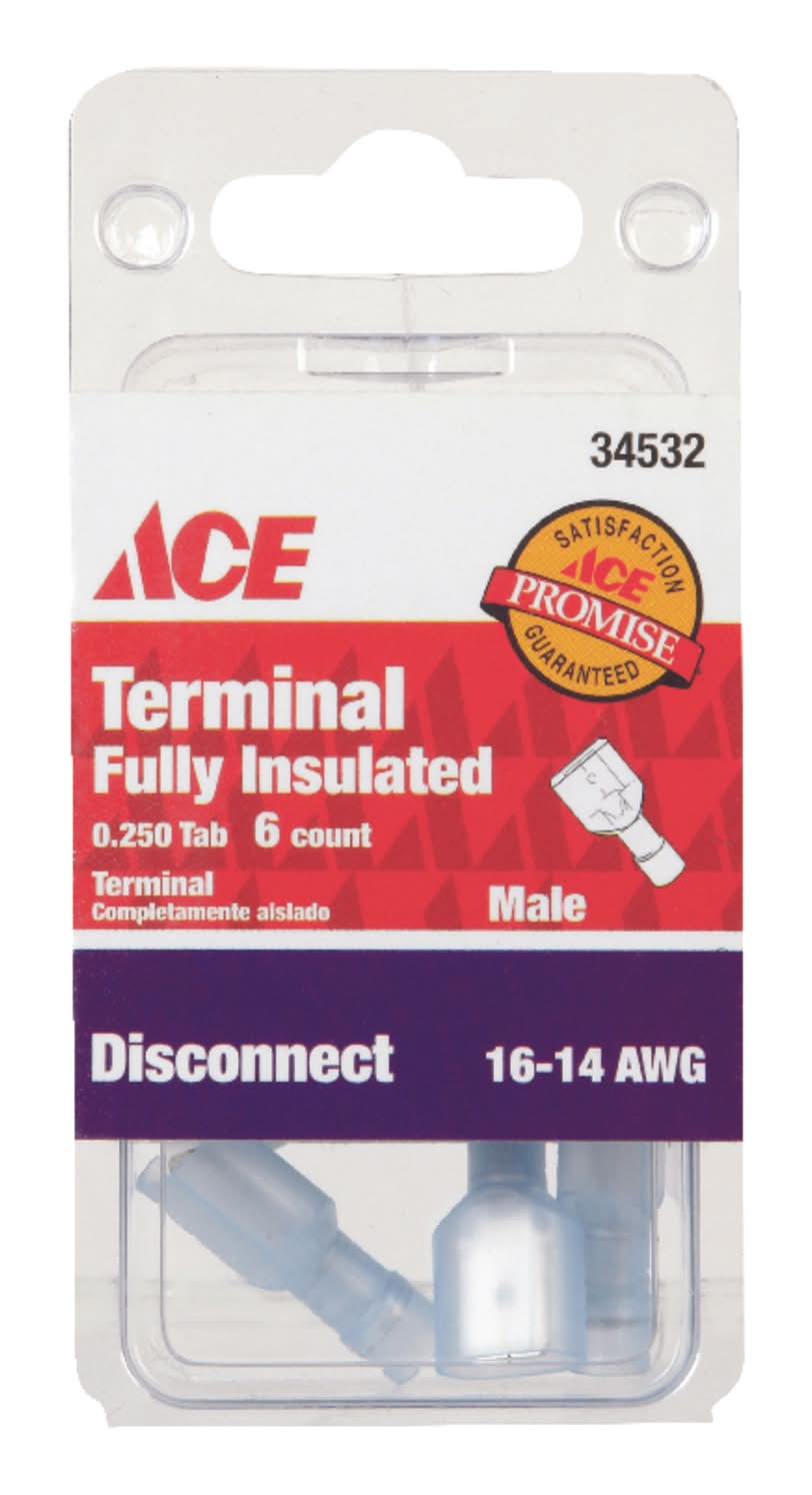 ACE Insulated Wire Male Disconnect Blue 6 Pk