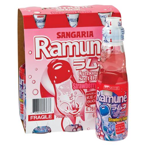 Sangria Strawberry Flavored Ramune Carbonated Soda 6.76oz