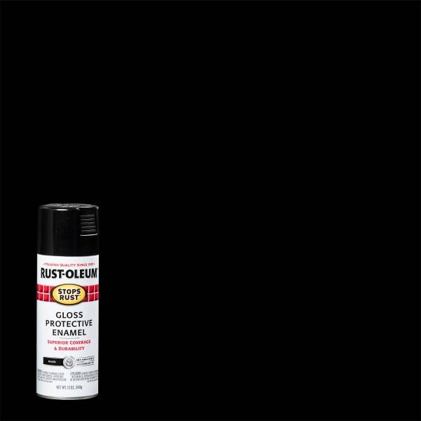 Rust-Oleum Stops Rust Protective Enamel Spray Paint - 7779830, 12 ounce, Gloss Black