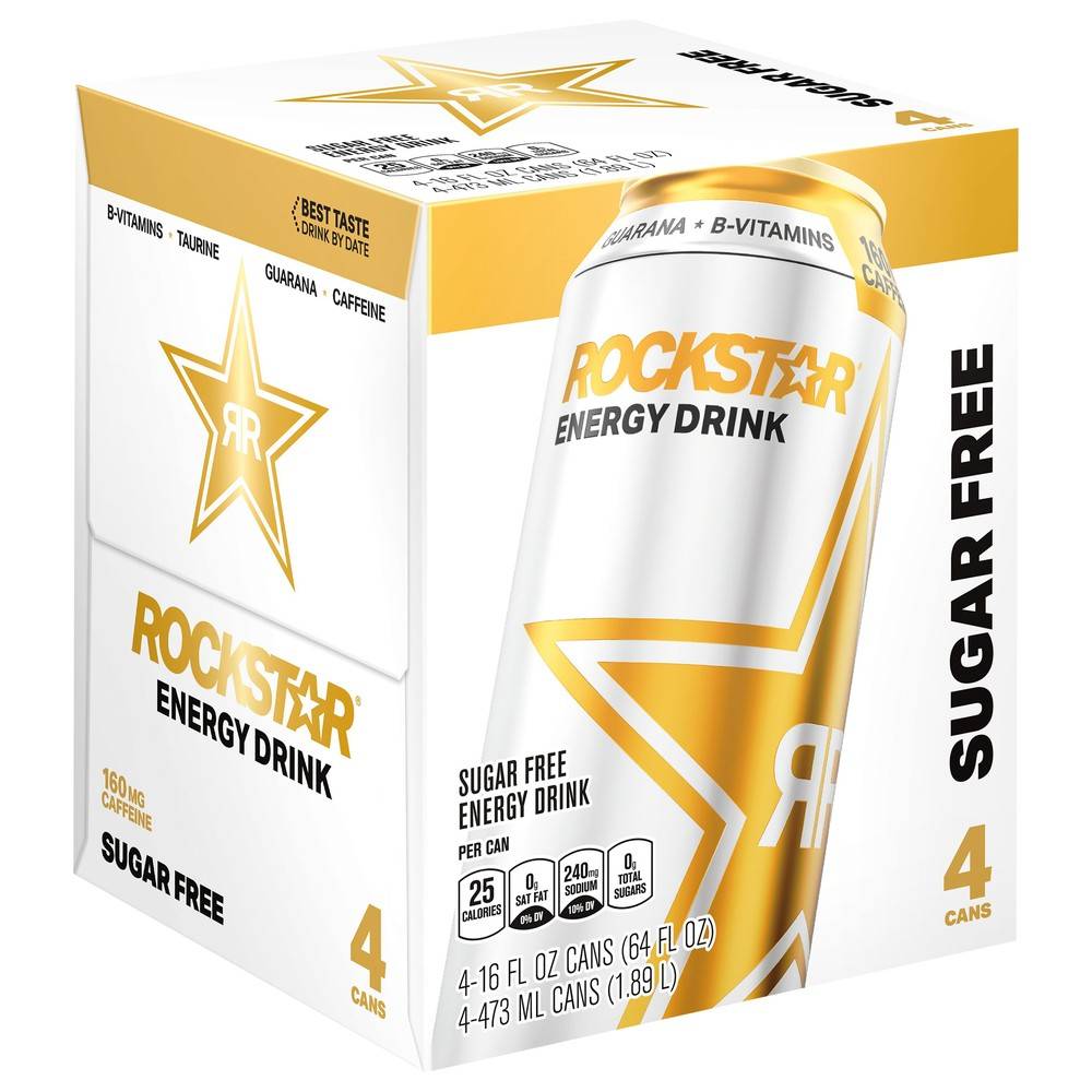 Rockstar Guarana Sugar Free Energy Drink (4 pack, 16 fl oz)