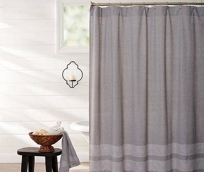 Broyhill Trim Fabric Shower Curtain, Gray/White